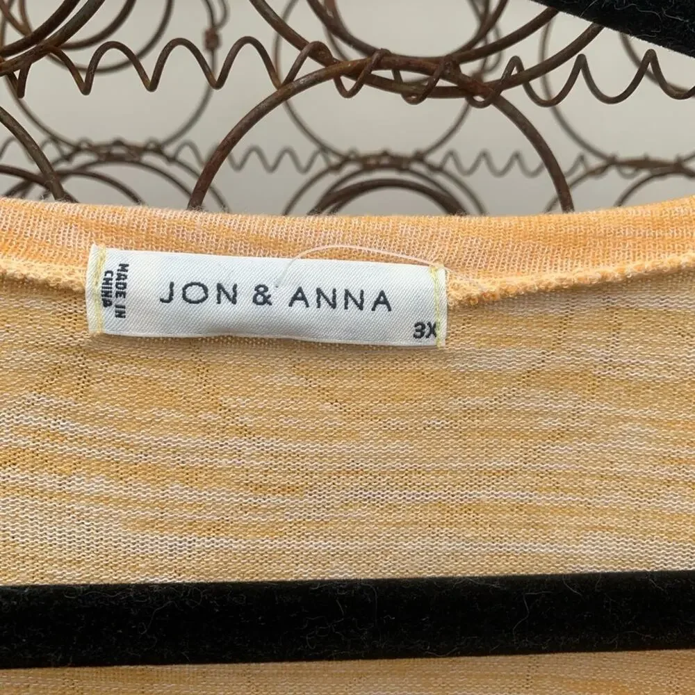 Jon & Anna orange gold T-shirt black eyelash lace 3X